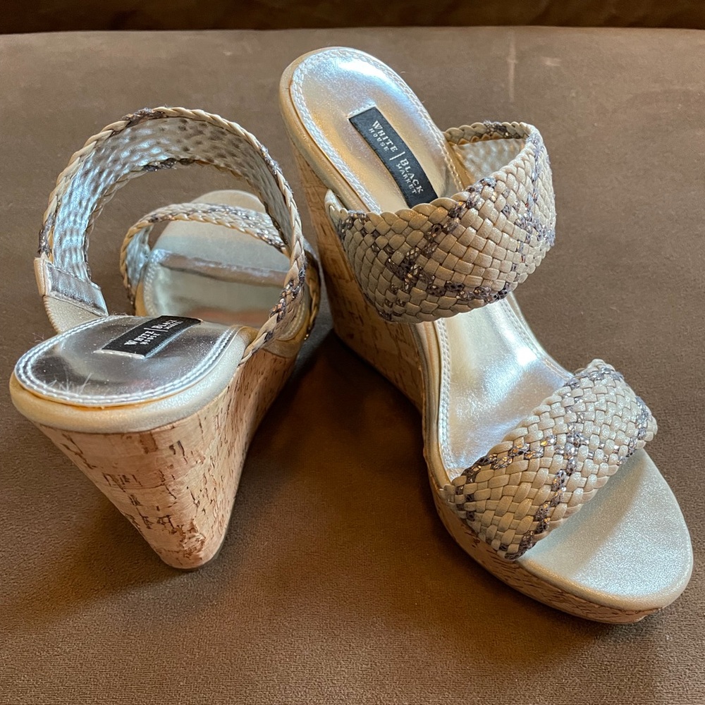 White House Black Market metallic wedges